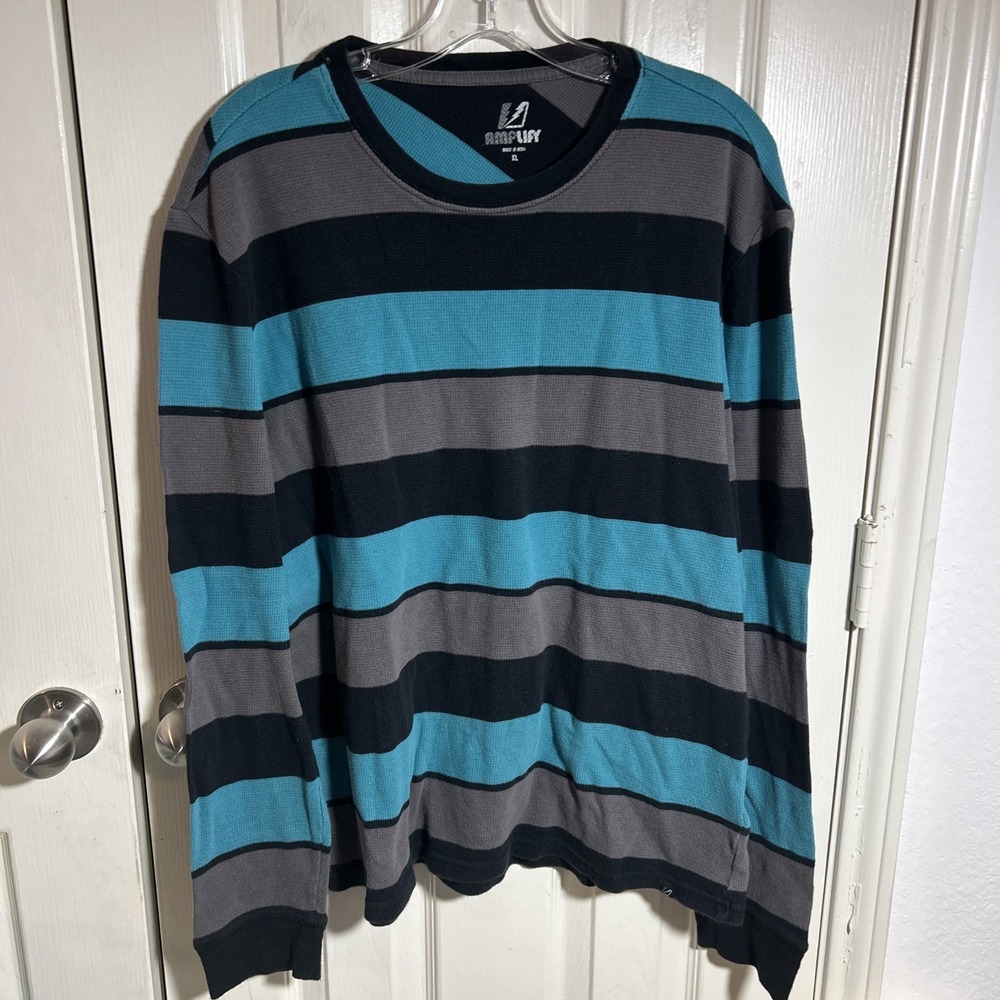 Amplify Thermal Shirt Mens XL Mutlicolor Striped Long Sleeve Casual